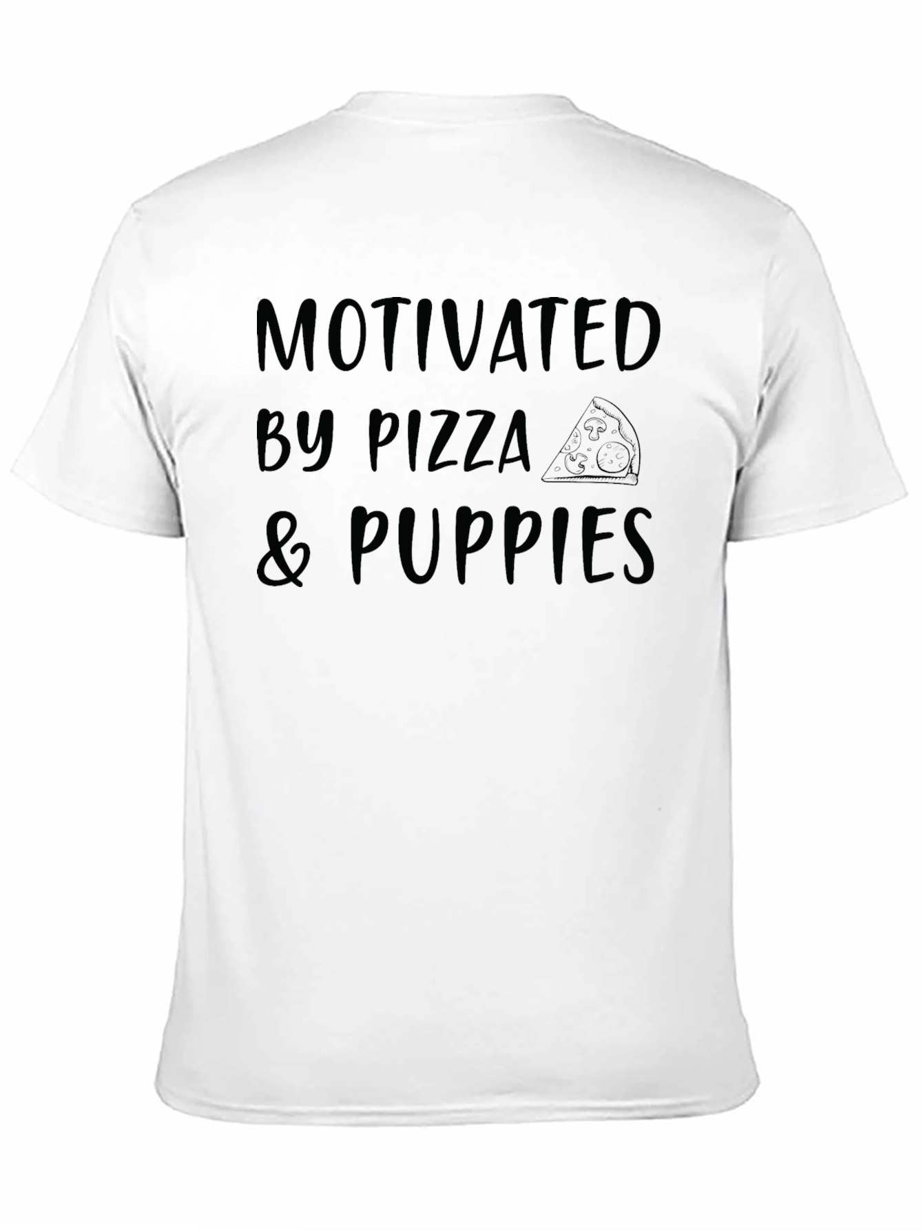 Motivated by Pizza & Puppies Graphic Tee - Black