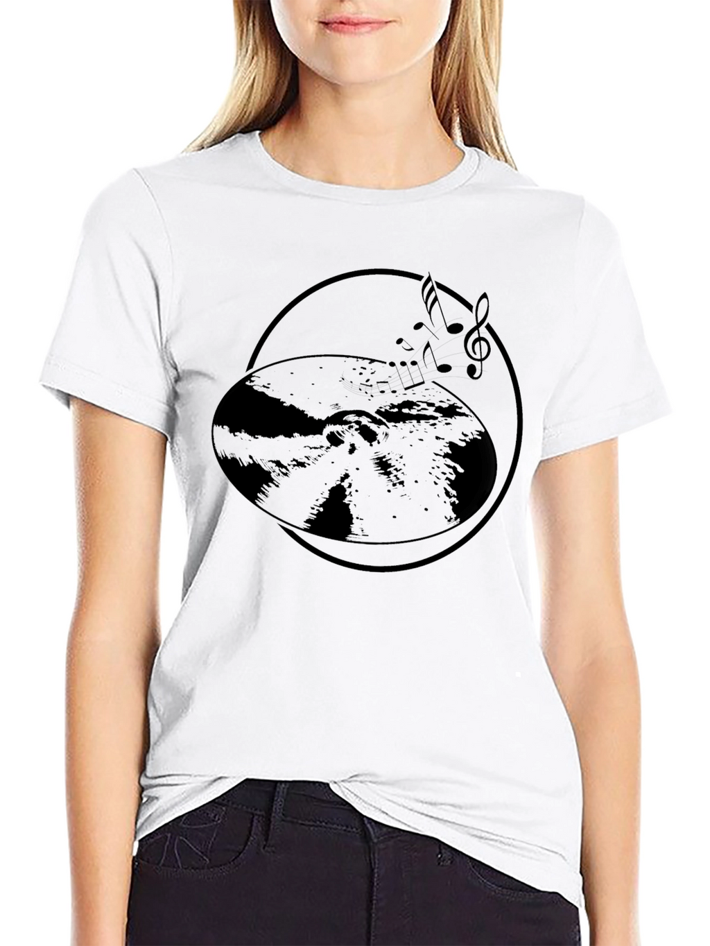 Vinyl Record Music Notes Graphic Tee