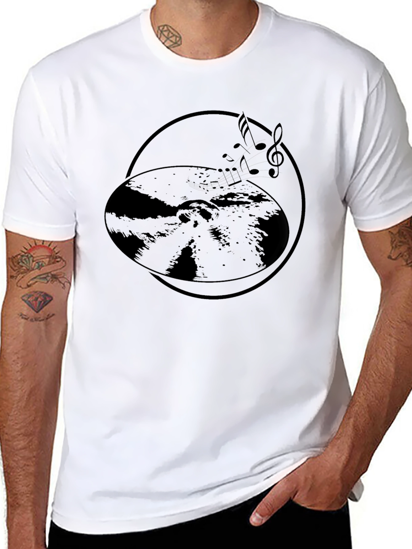 Vinyl Record Music Notes Graphic Tee