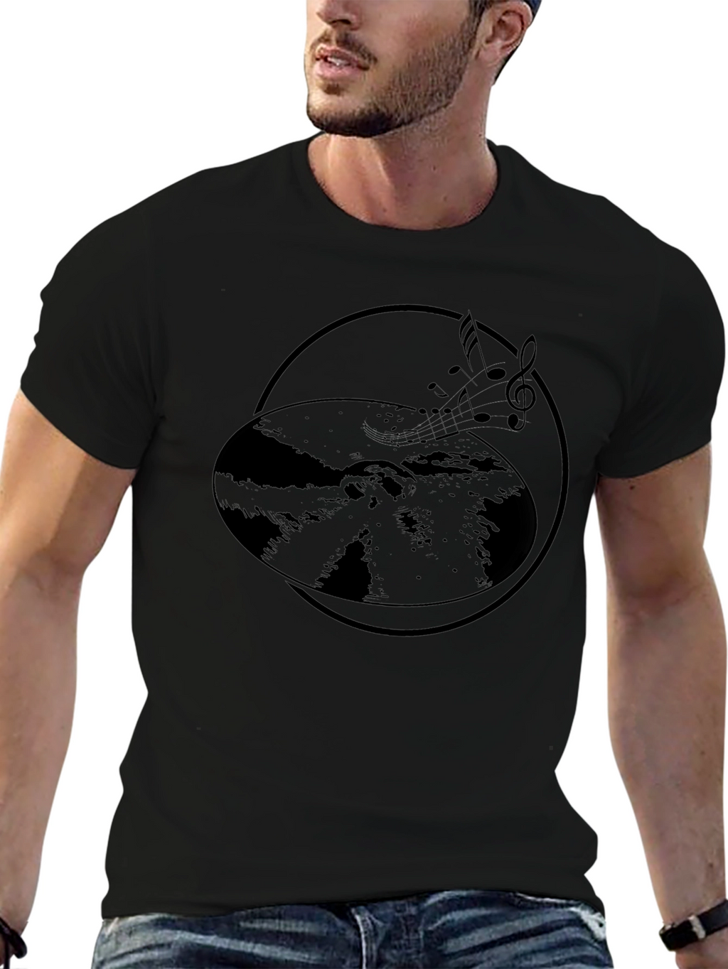 Vinyl Record Music Notes Graphic Tee