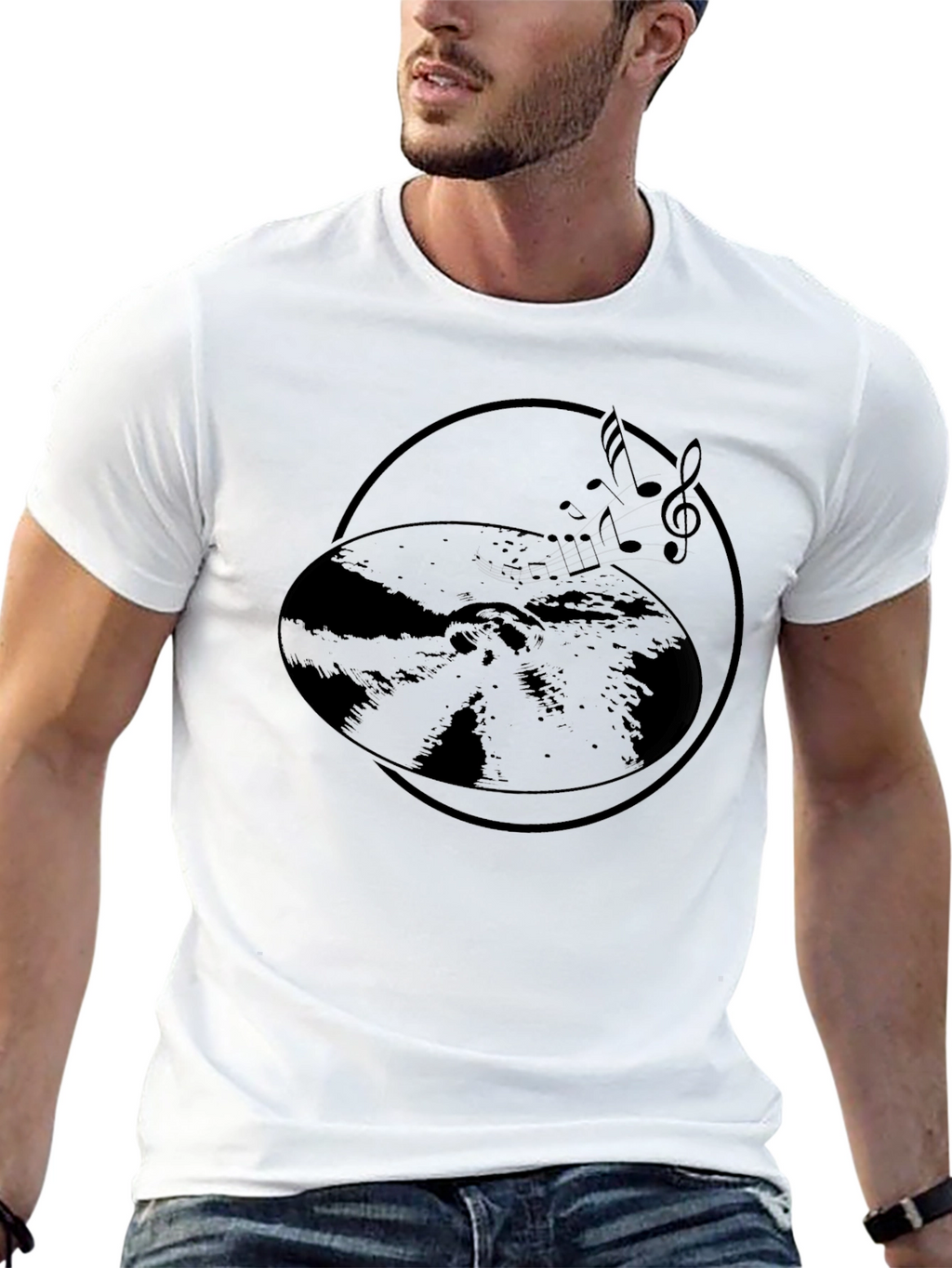 Vinyl Record Music Notes Graphic Tee