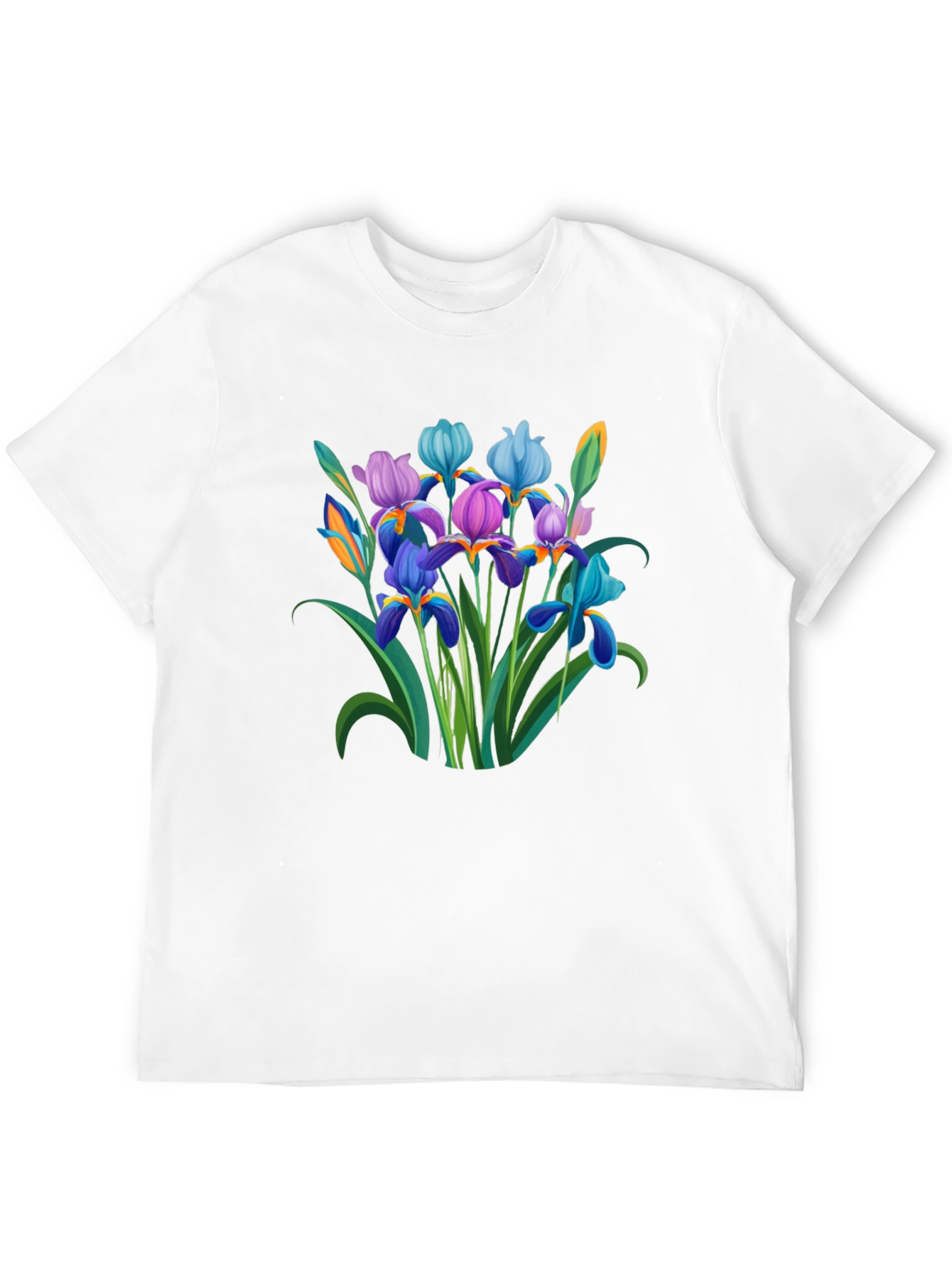 Floral Iris Graphic T-Shirt - Stylish Mens Black Tee
