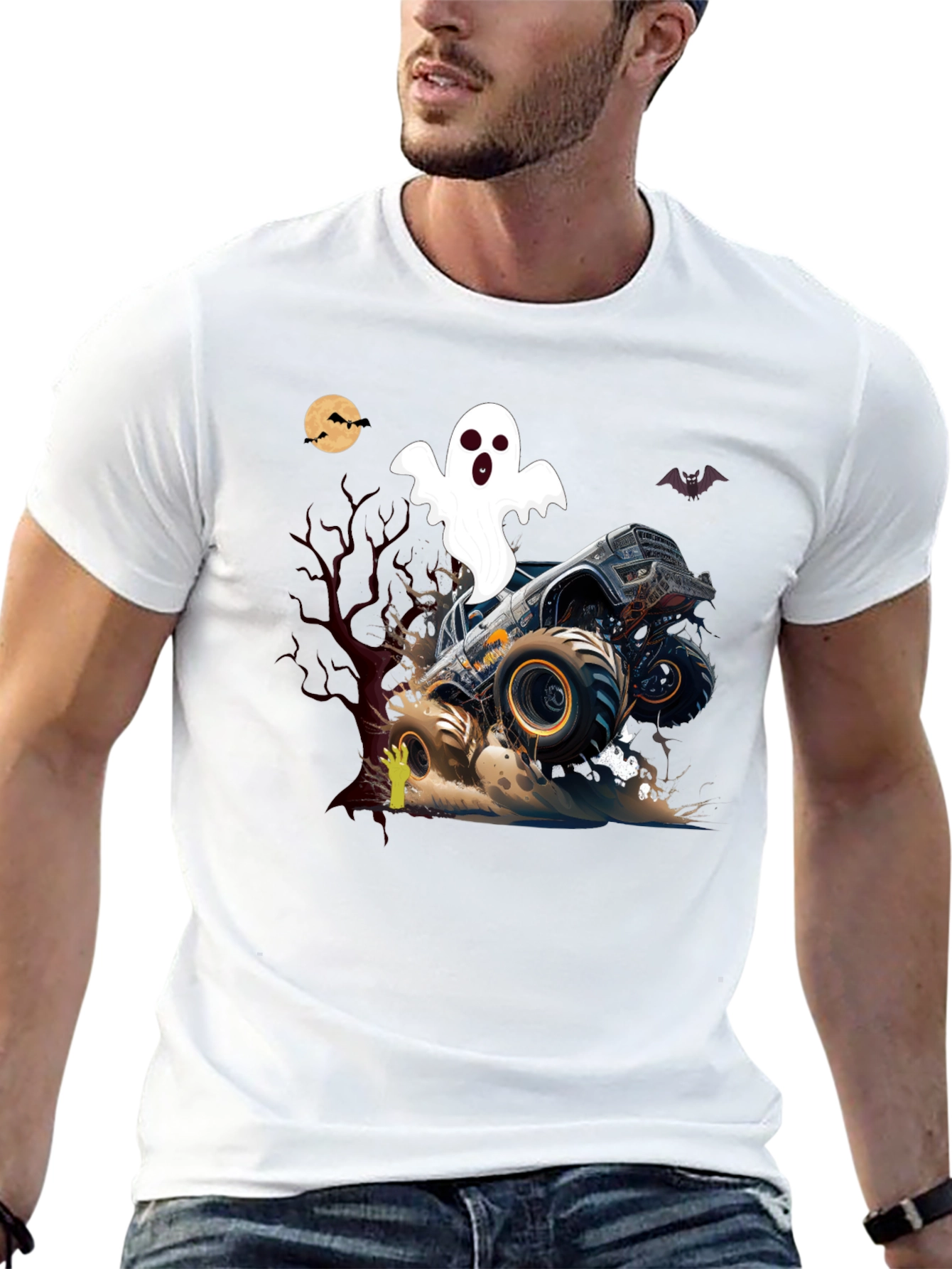 Monster Truck Ghost Halloween T-Shirt