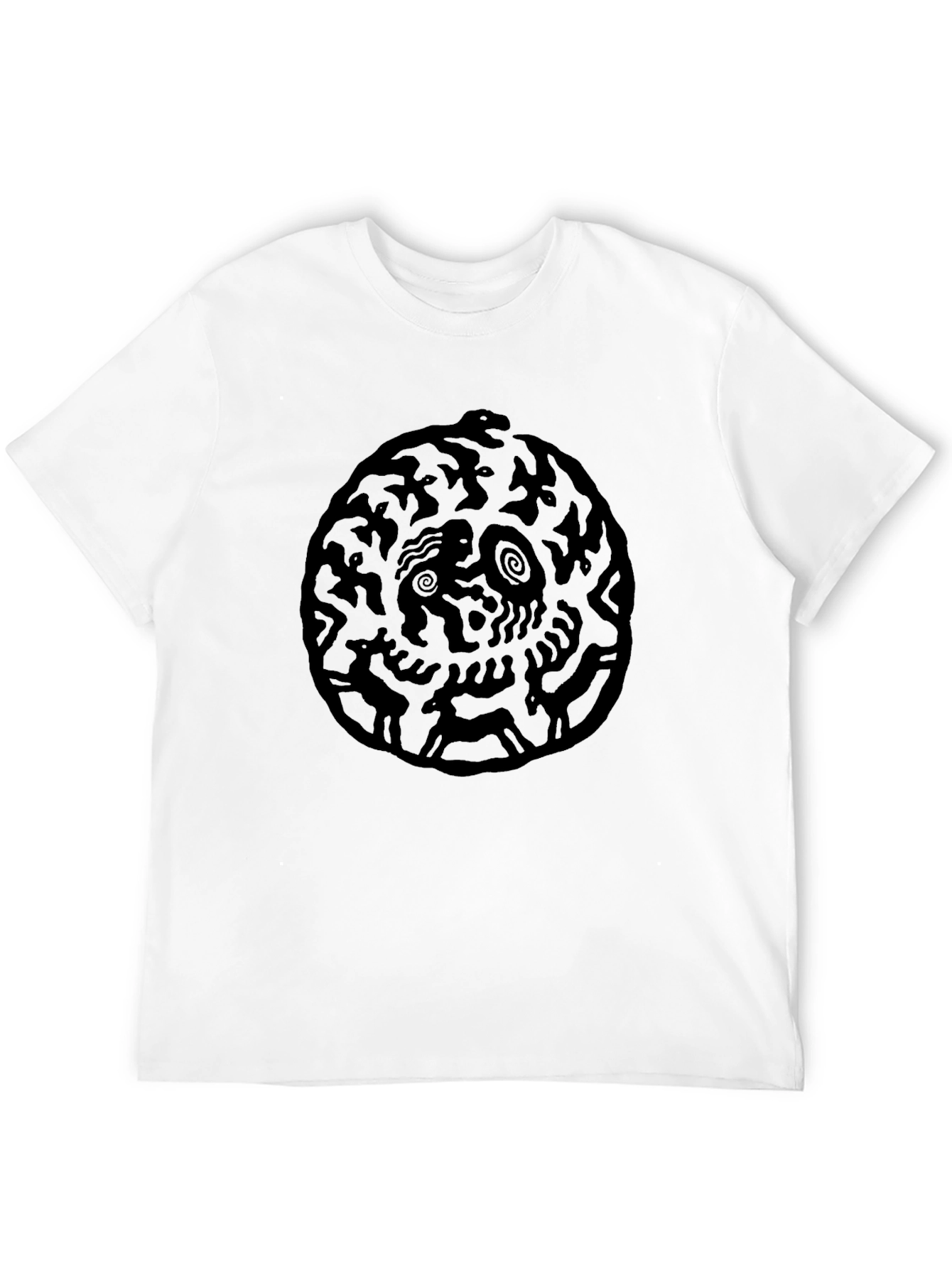Abstract Art Black Graphic Tee - Casual Wear