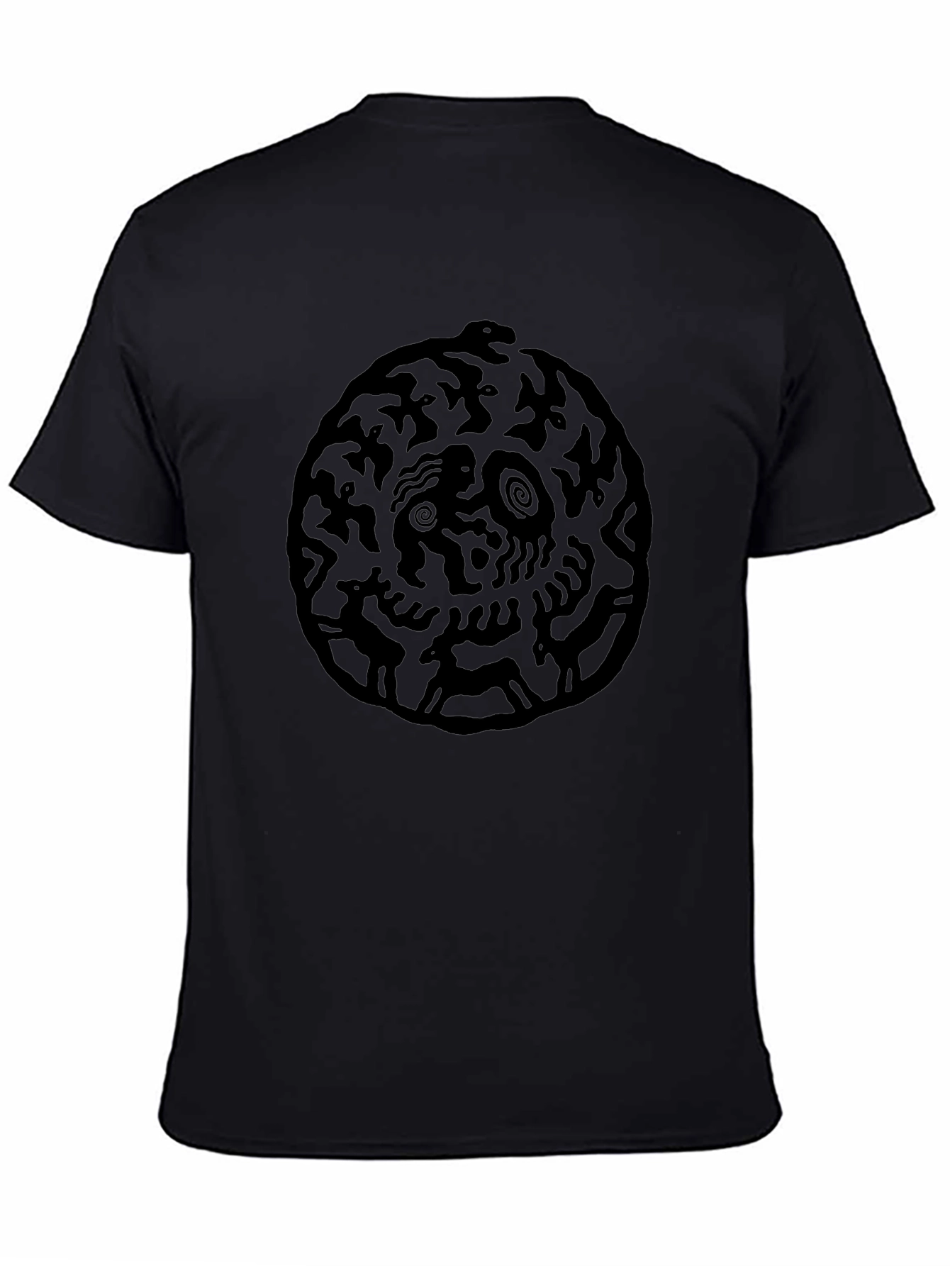 Abstract Art Black Graphic Tee - Casual Wear