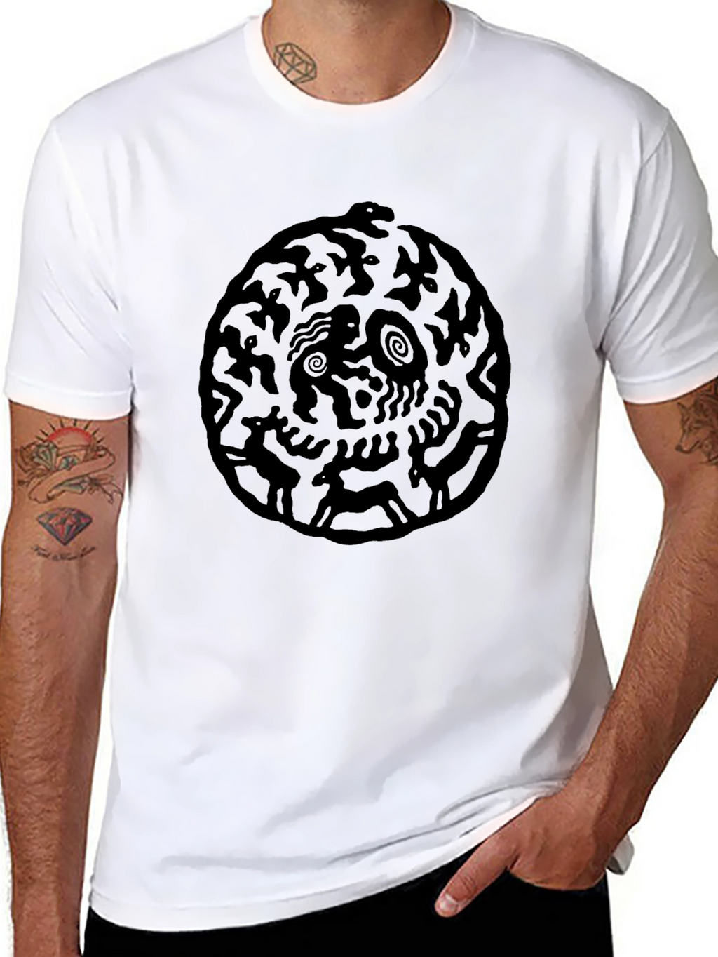 Abstract Art Black Graphic Tee - Casual Wear