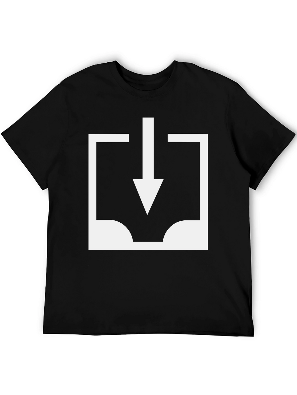 Black T-Shirt with White Download Icon