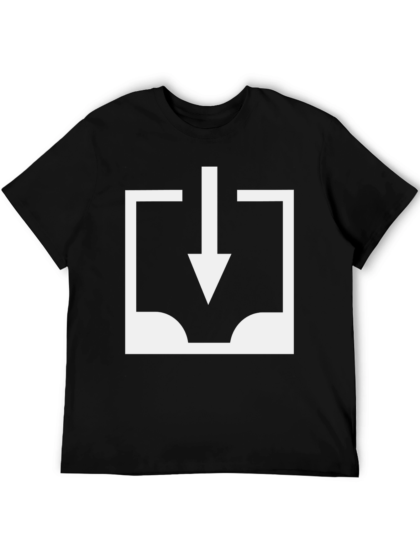 Black T-Shirt with White Download Icon