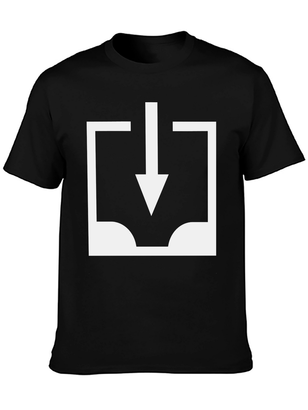 Black T-Shirt with White Download Icon