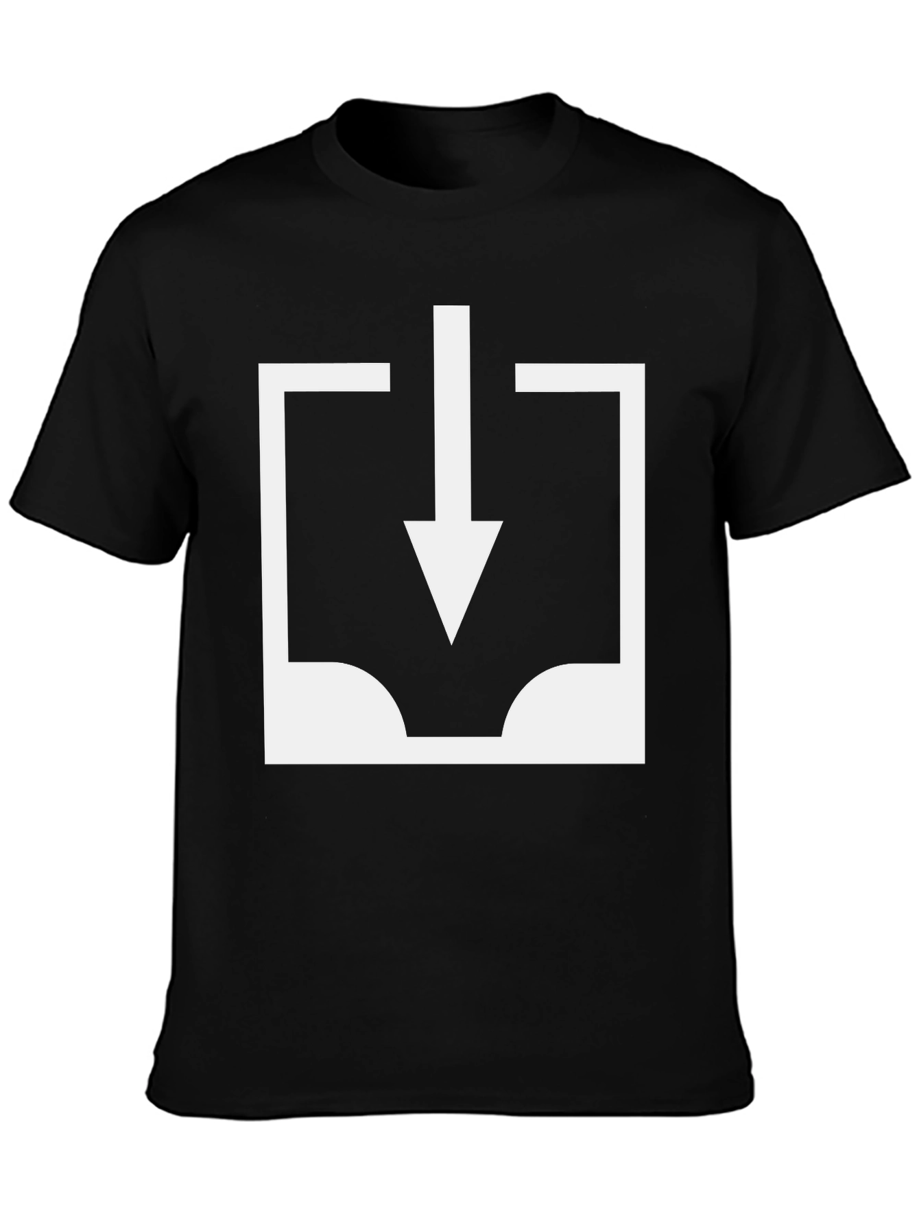 Black T-Shirt with White Download Icon