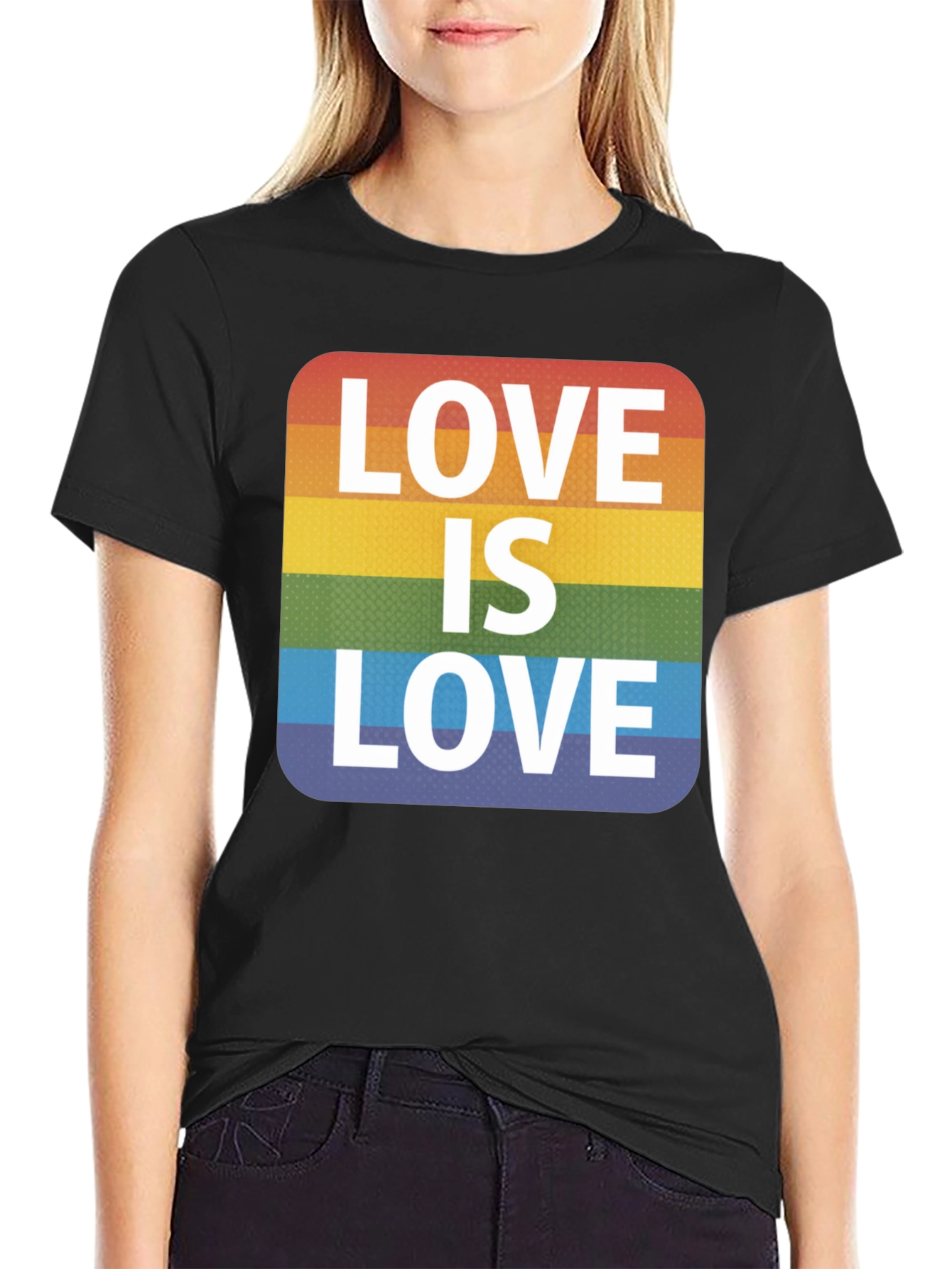 Love is Love Rainbow Graphic Tee - Black