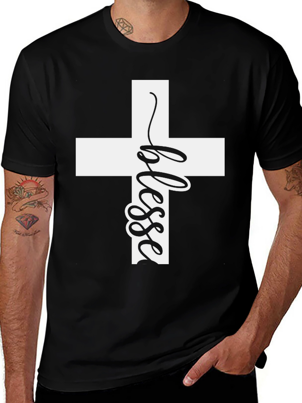 Blessed Cross Graphic T-Shirt - Christian Apparel