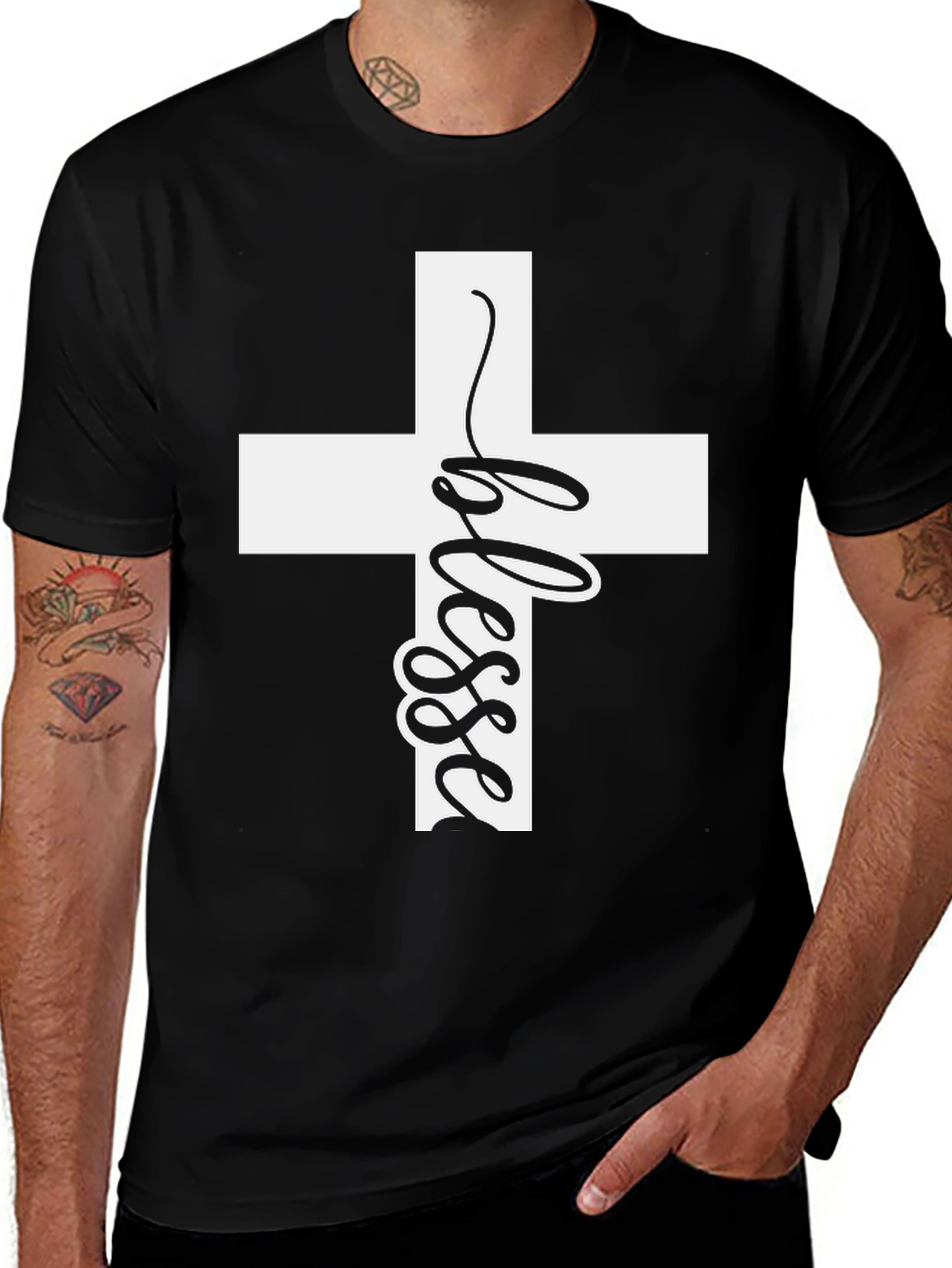 Blessed Cross Graphic T-Shirt - Christian Apparel