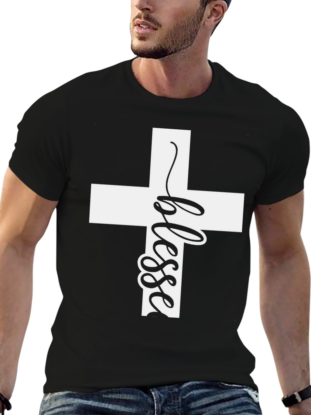 Blessed Cross Graphic T-Shirt - Christian Apparel