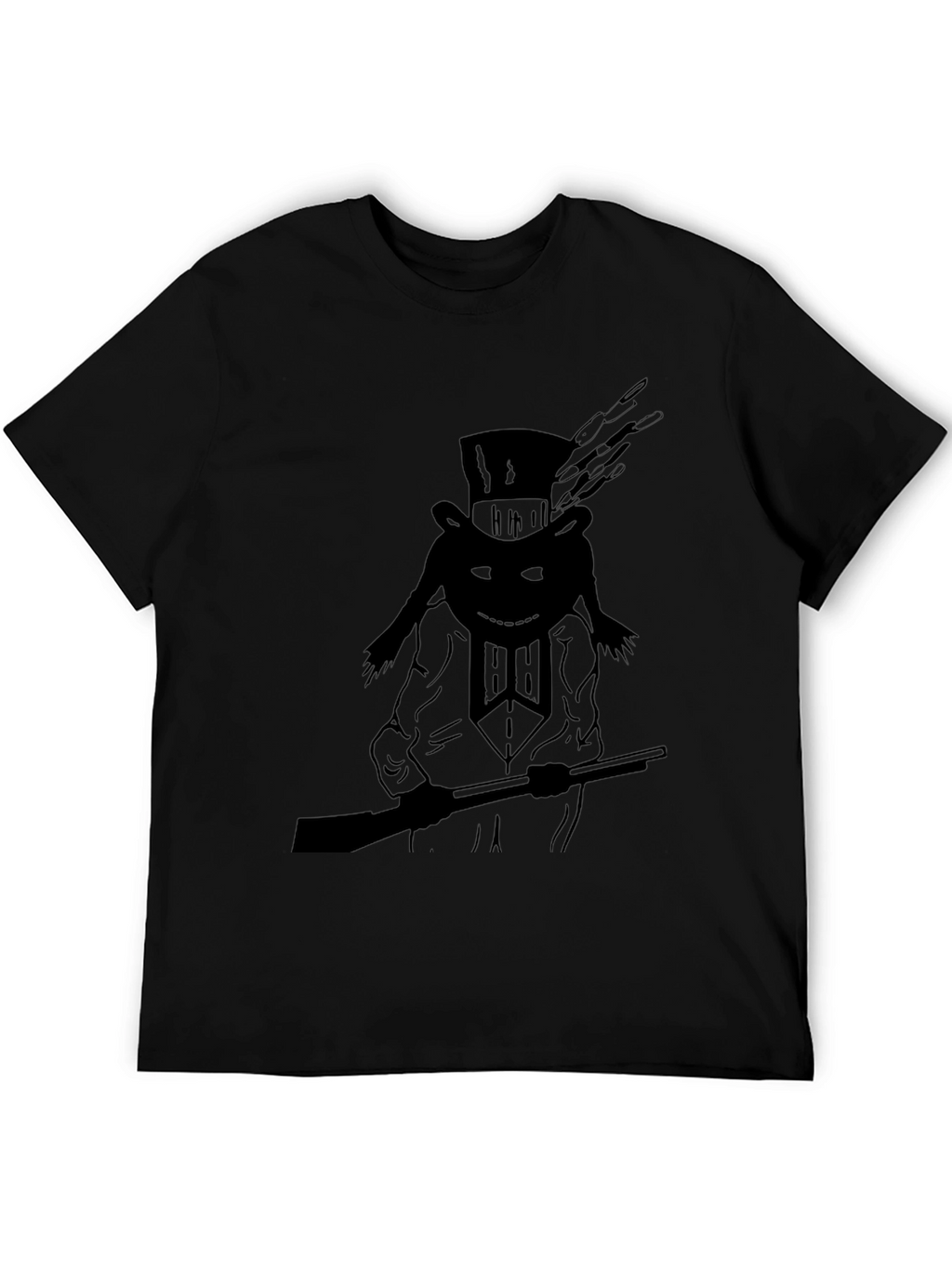Black T-Shirt with Top Hat Hunter Graphic