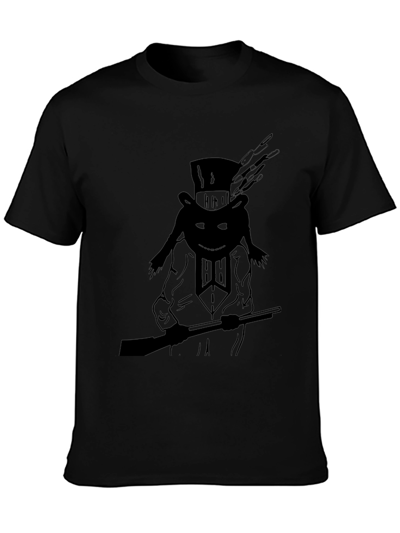 Black T-Shirt with Top Hat Hunter Graphic