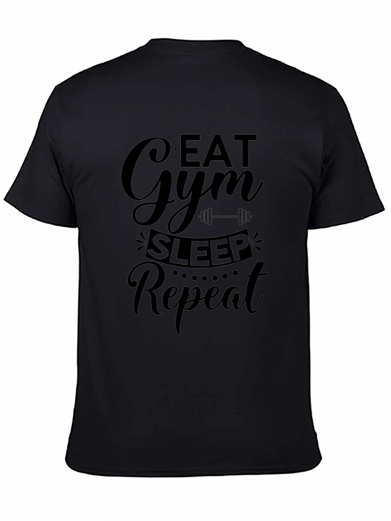 Eat Gym Sleep Repeat Mens Black Graphic T-Shirt