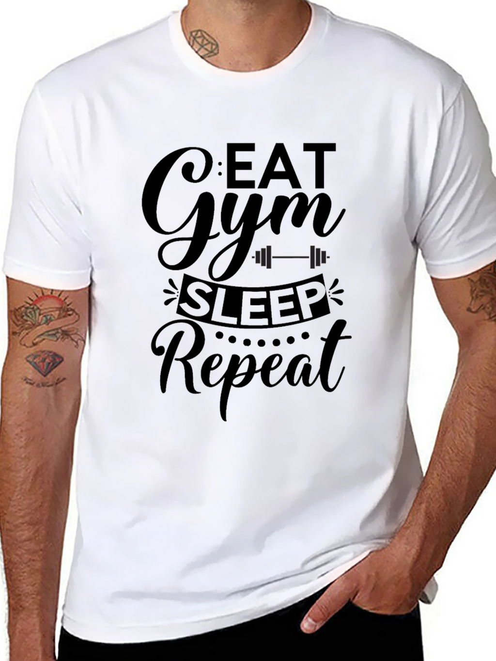 Eat Gym Sleep Repeat Mens Black Graphic T-Shirt