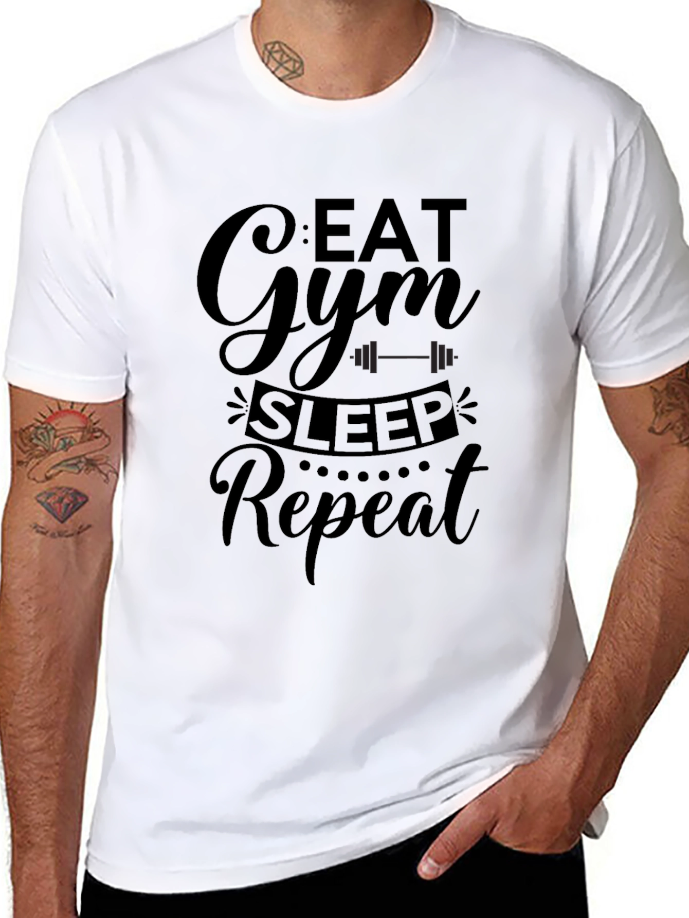 Eat Gym Sleep Repeat Mens Black Graphic T-Shirt