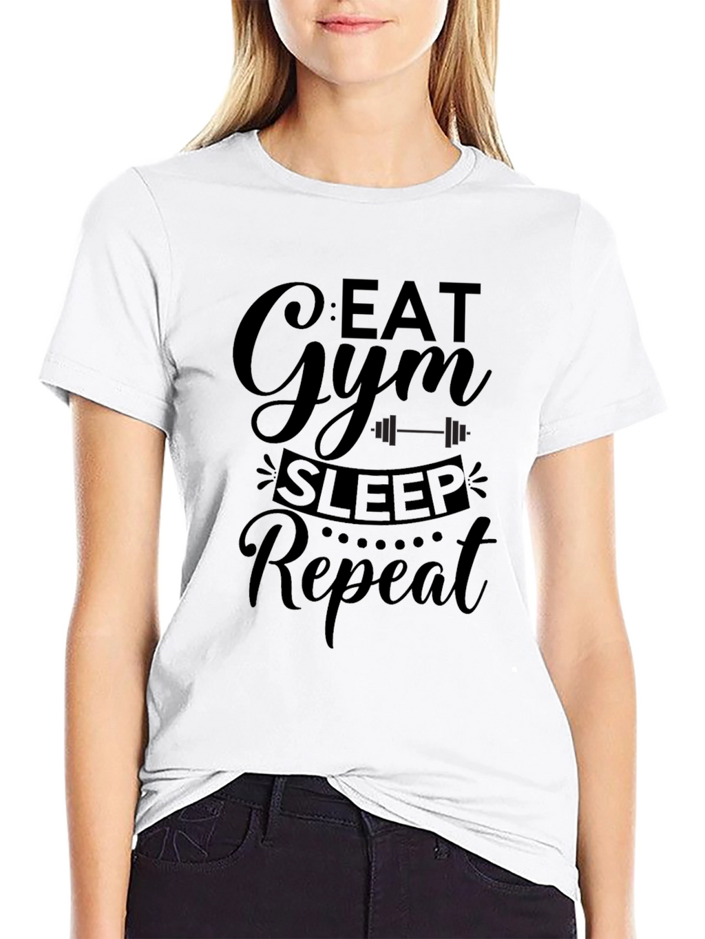 Eat Gym Sleep Repeat Mens Black Graphic T-Shirt