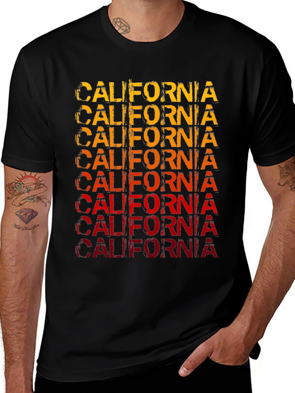 California Graphic Print Mens Black T-Shirt