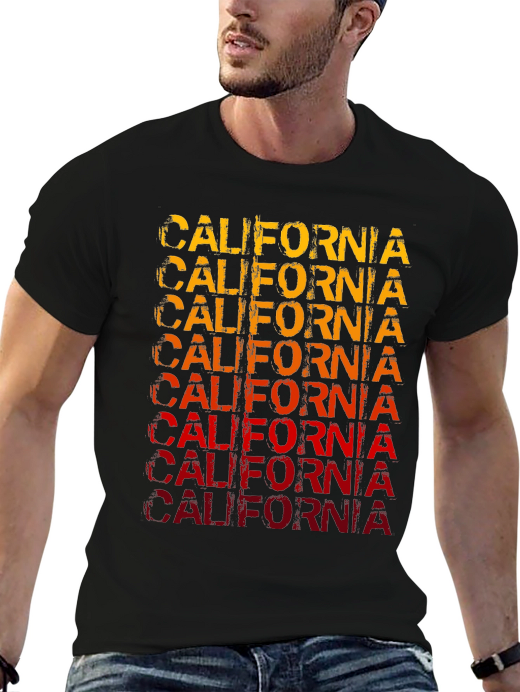 California Graphic Print Mens Black T-Shirt