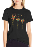 Faith Hope Love Flower Graphic Tee - Black