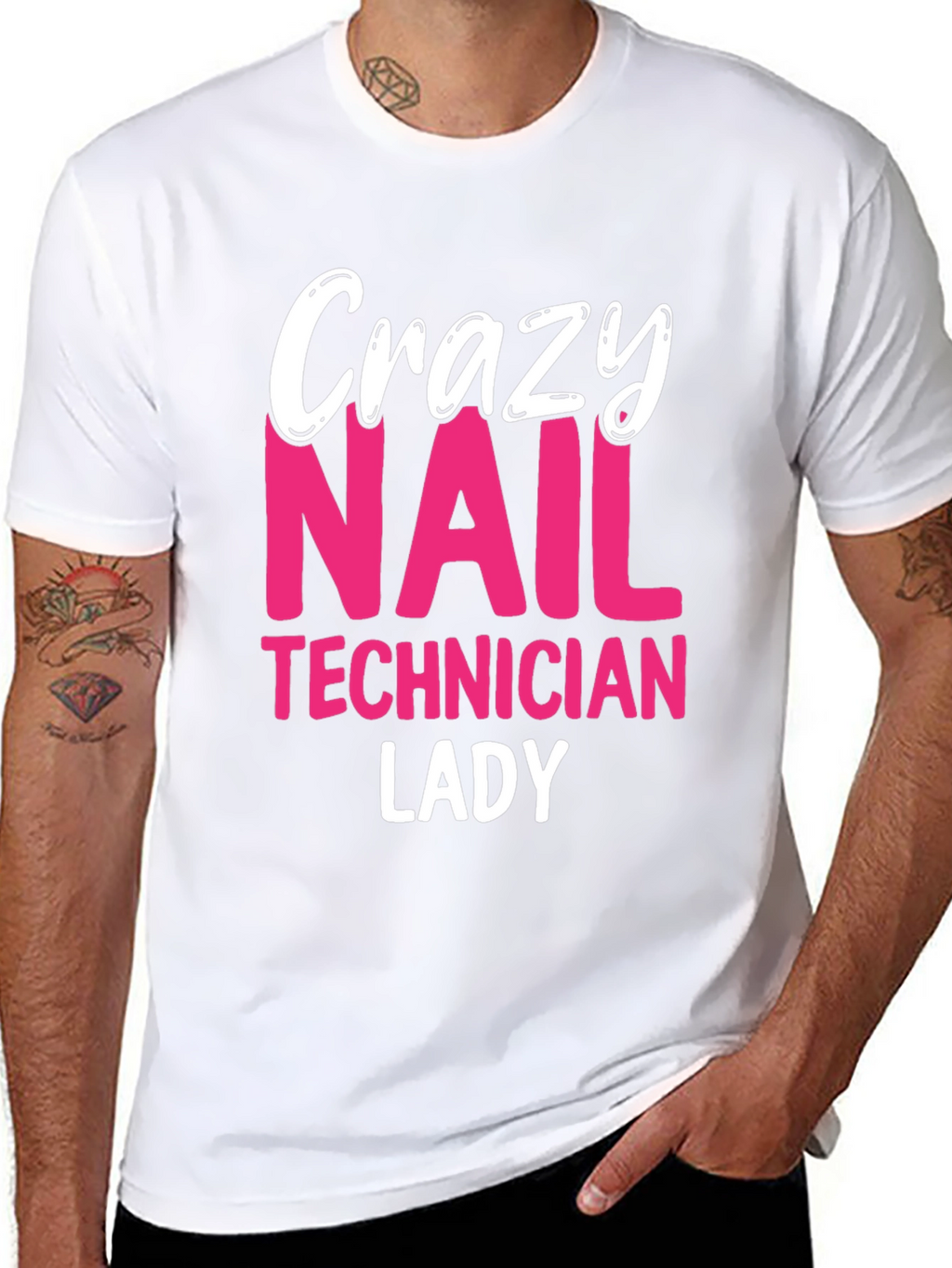Crazy Nail Technician Lady T-Shirt - Black