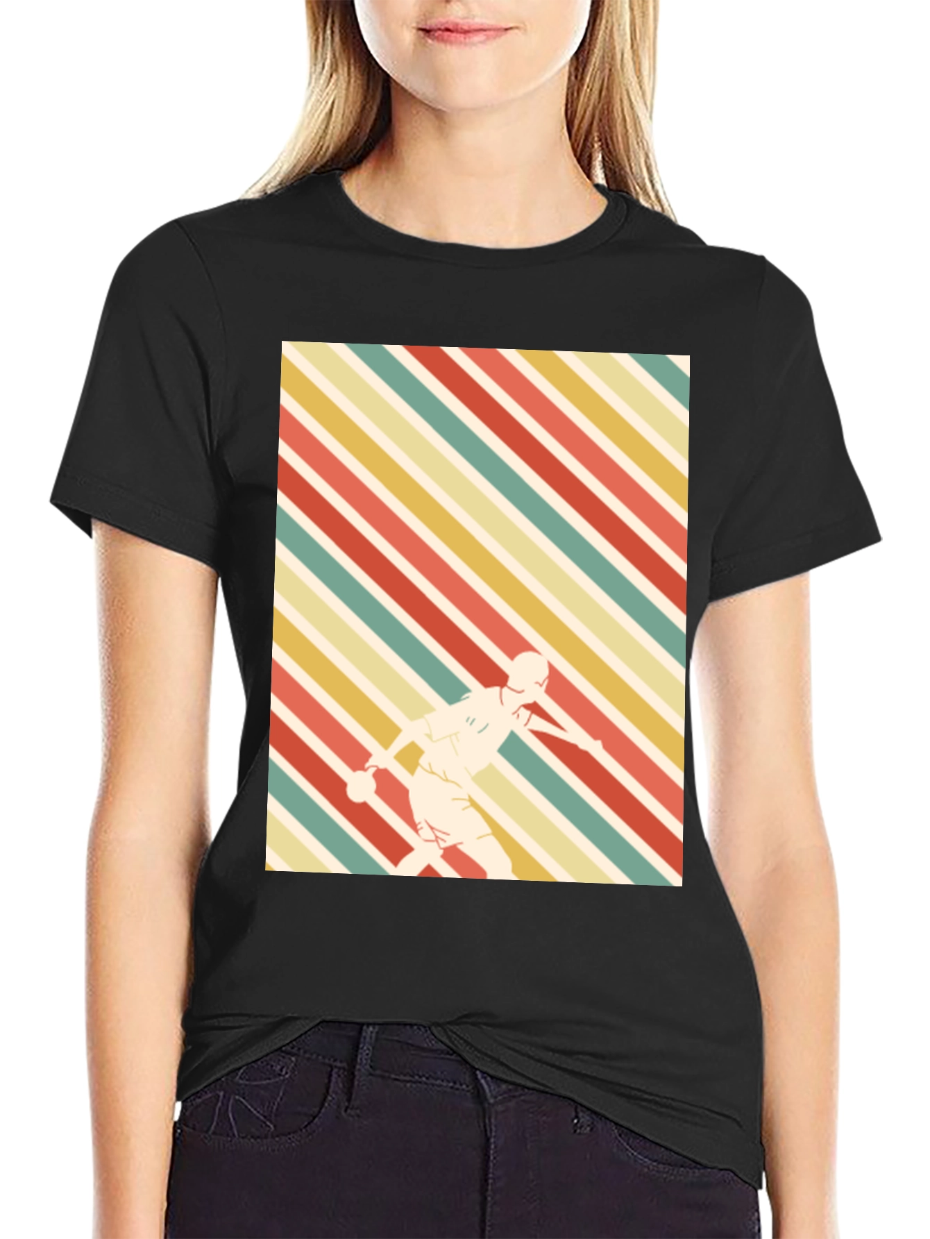 Retro Sports Tee - Striped Player Graphic