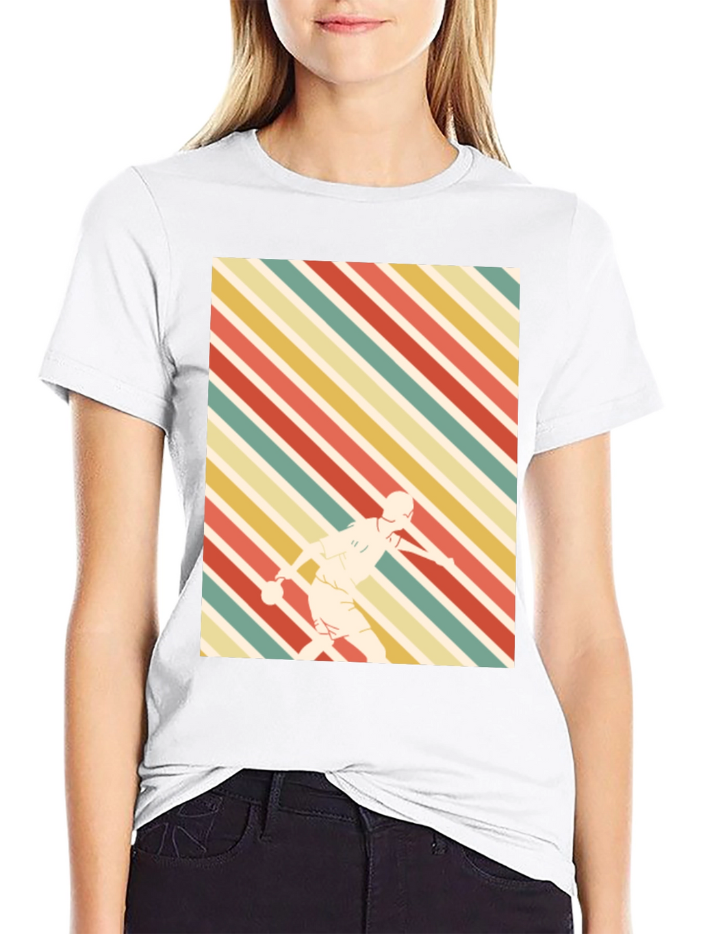 Retro Sports Tee - Striped Player Graphic
