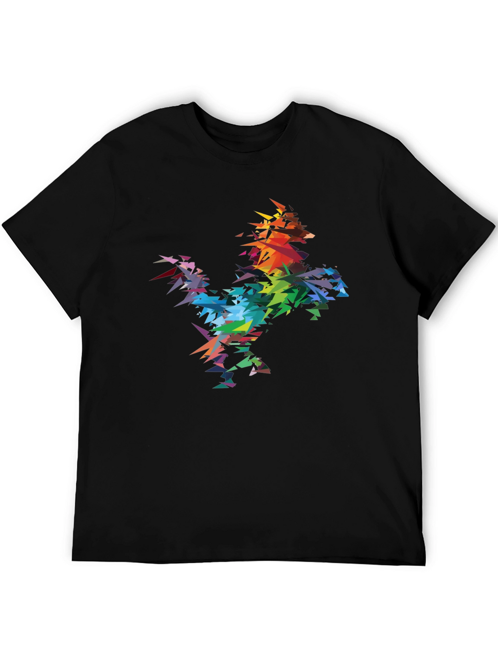 Abstract Geometric Rainbow Rooster Graphic Tee