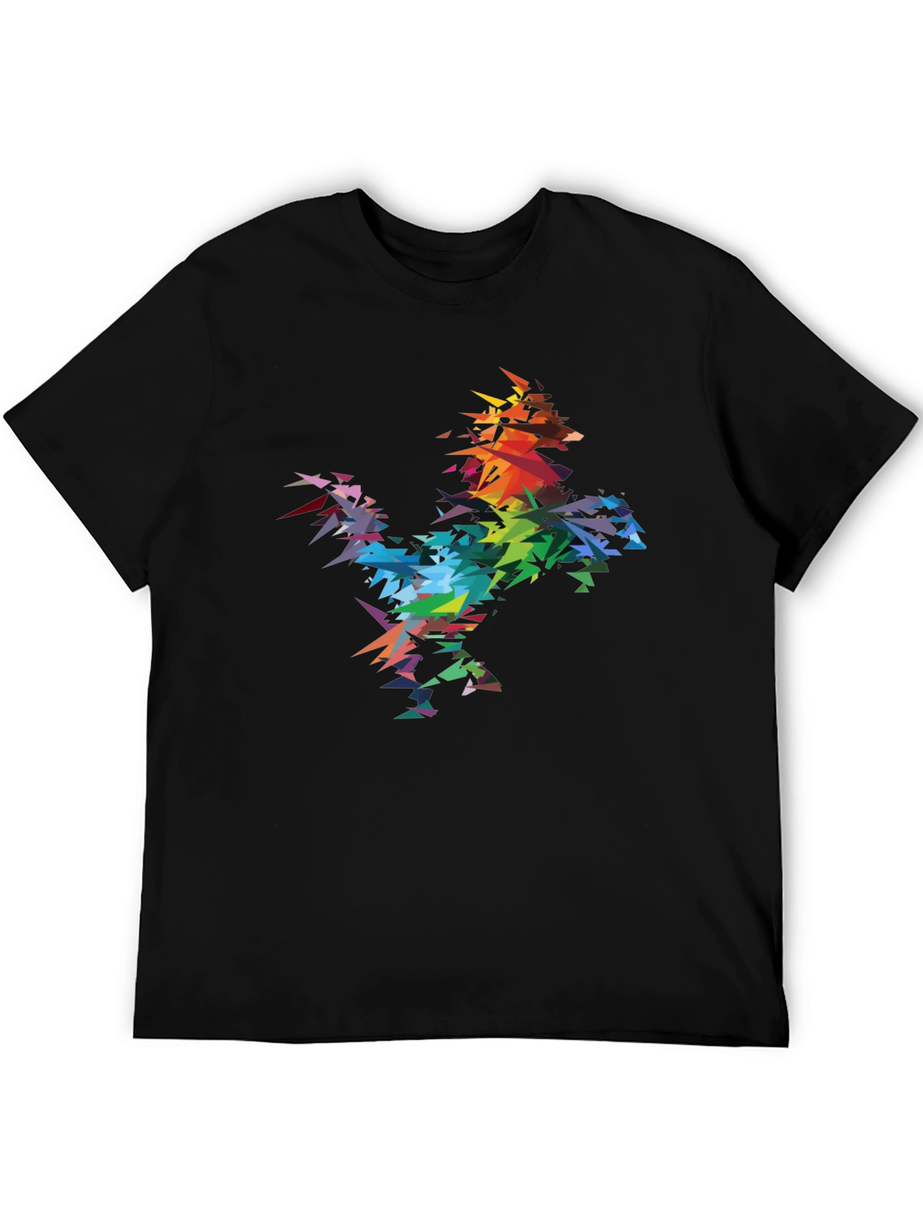 Abstract Geometric Rainbow Rooster Graphic Tee