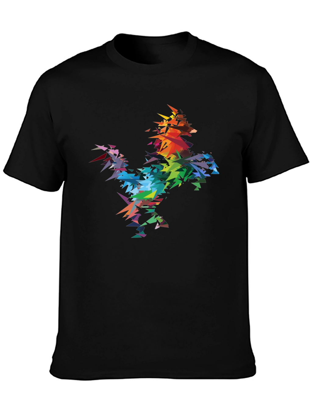Abstract Geometric Rainbow Rooster Graphic Tee