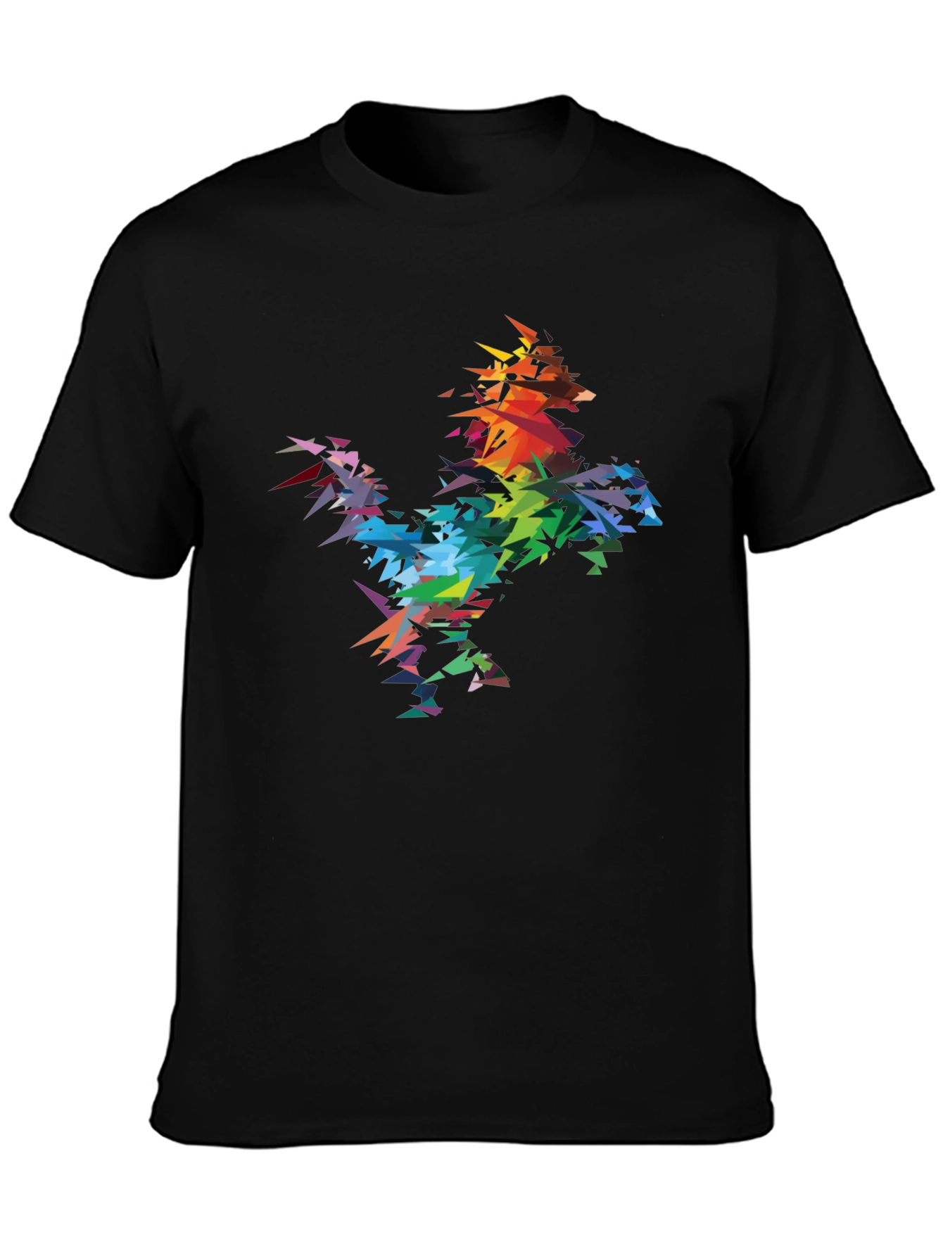 Abstract Geometric Rainbow Rooster Graphic Tee