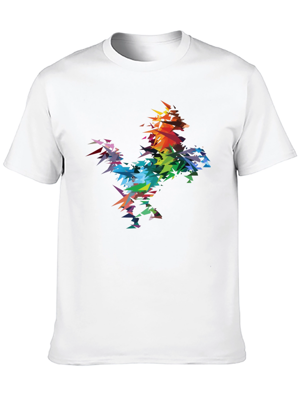 Abstract Geometric Rainbow Rooster Graphic Tee