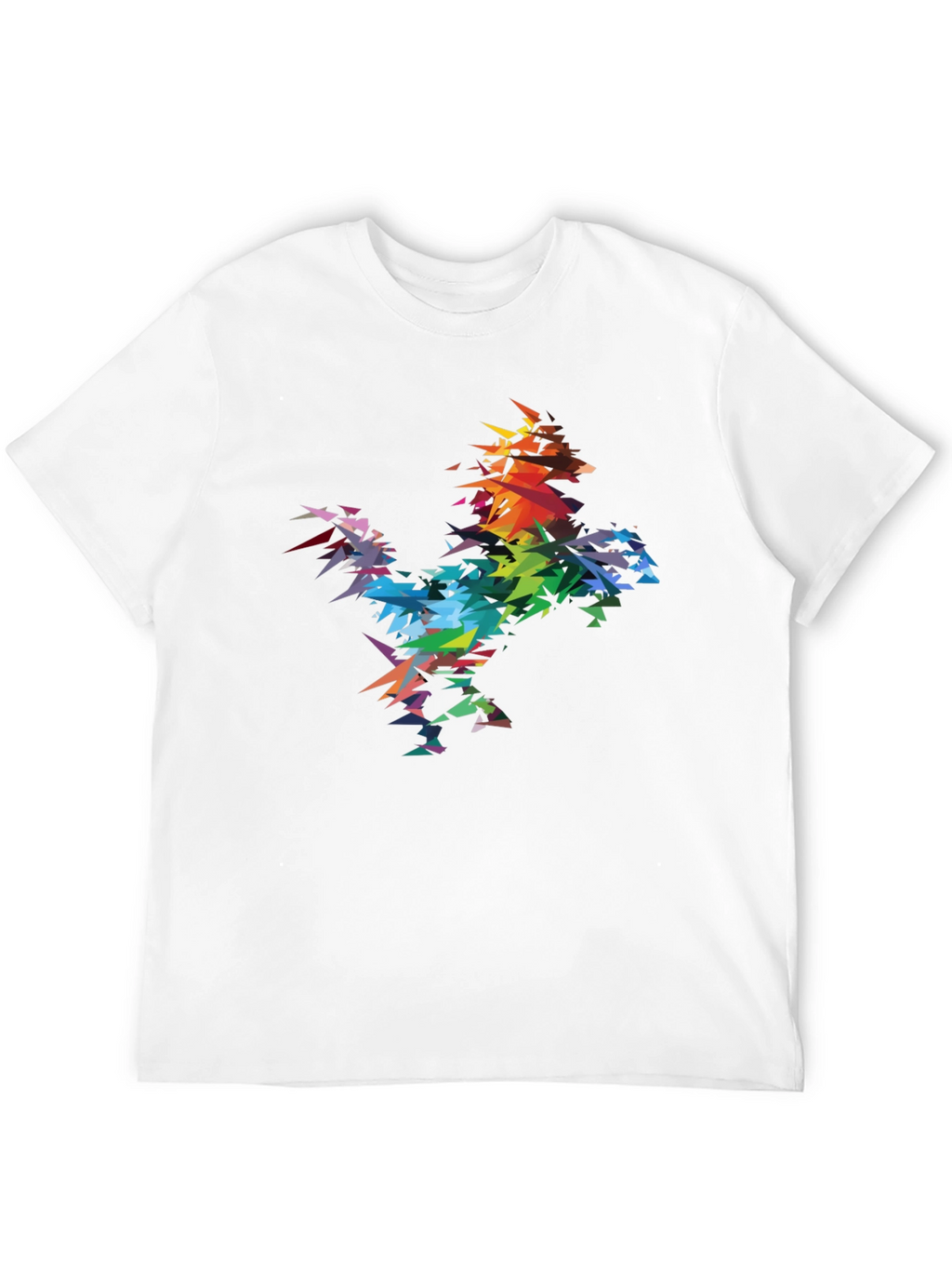 Abstract Geometric Rainbow Rooster Graphic Tee