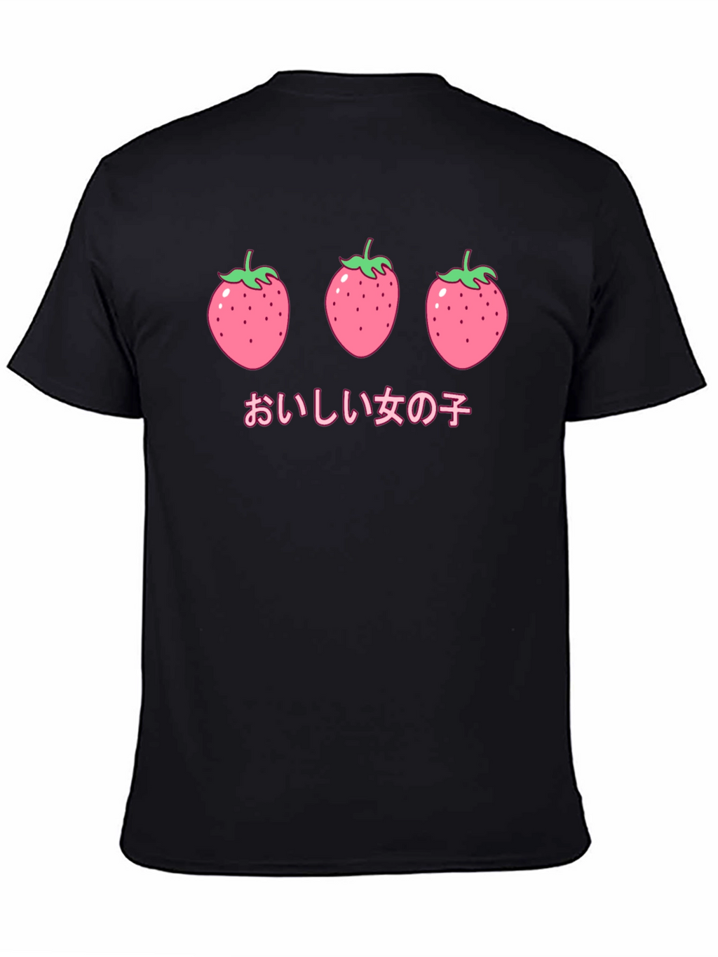 Strawberry Anime Graphic Black T-Shirt