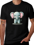 Cute Elephant Graphic Tee - Black Unisex T-Shirt