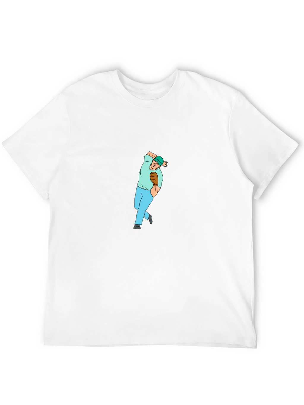 Baseball Pitcher Graphic Tee - Black Cotton Blend