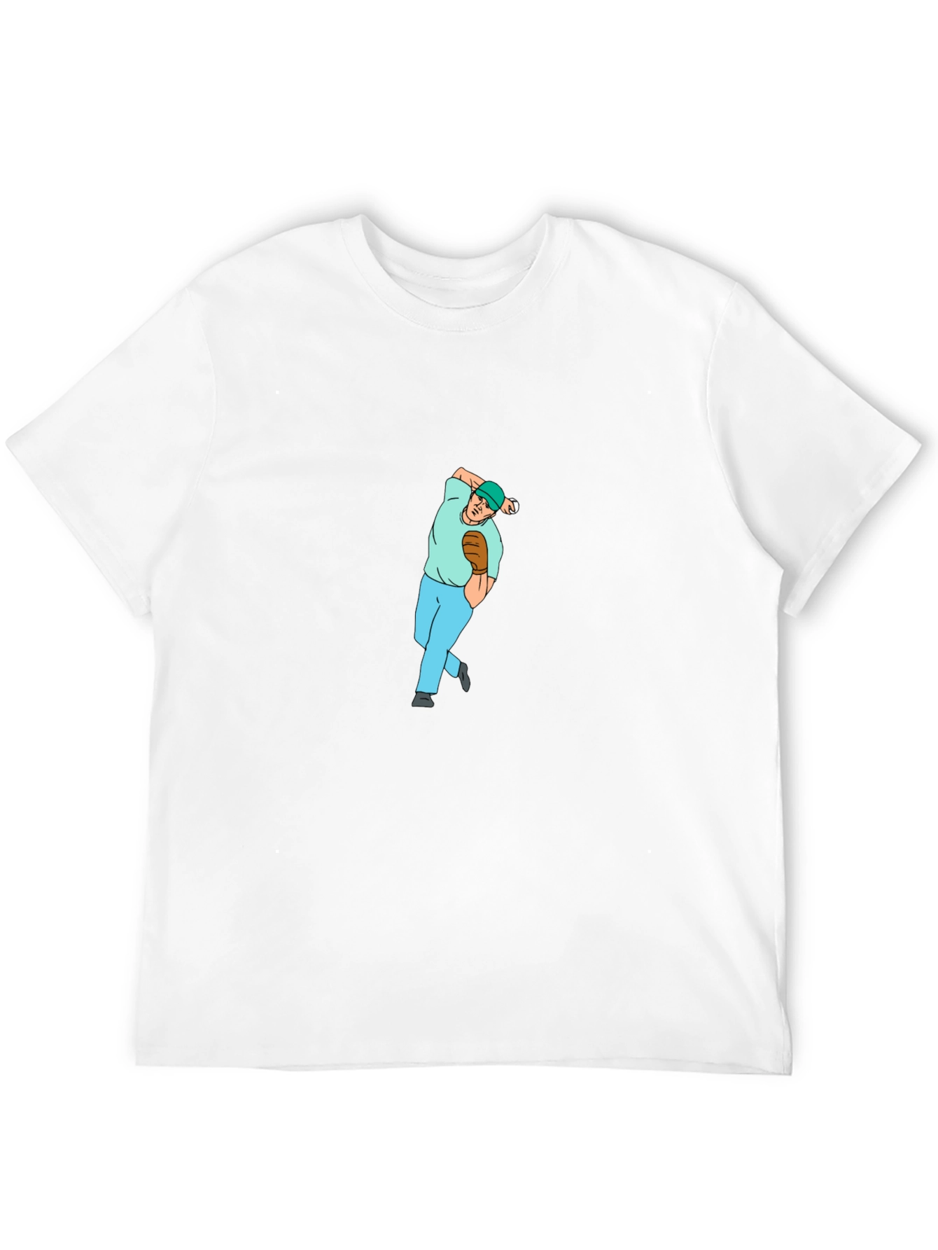 Baseball Pitcher Graphic Tee - Black Cotton Blend