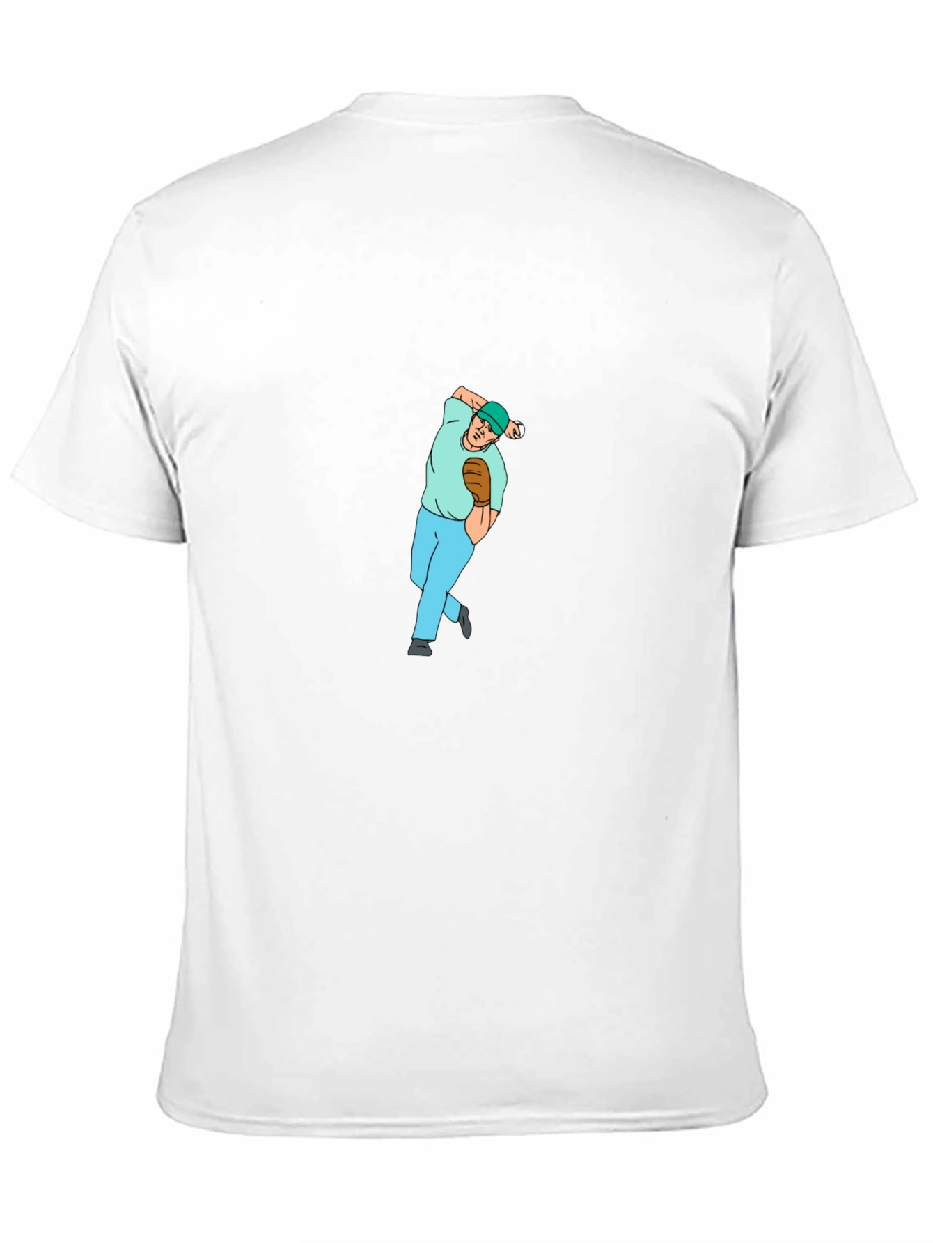 Baseball Pitcher Graphic Tee - Black Cotton Blend