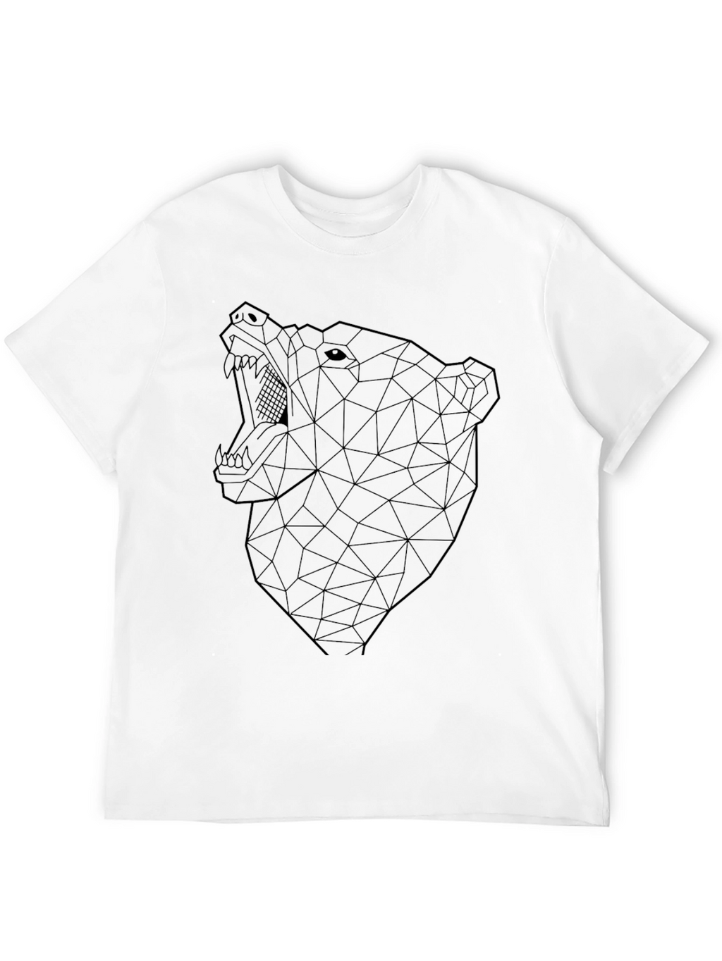 Geometric Bear Graphic Tee - Modern Mens Black T-Shirt