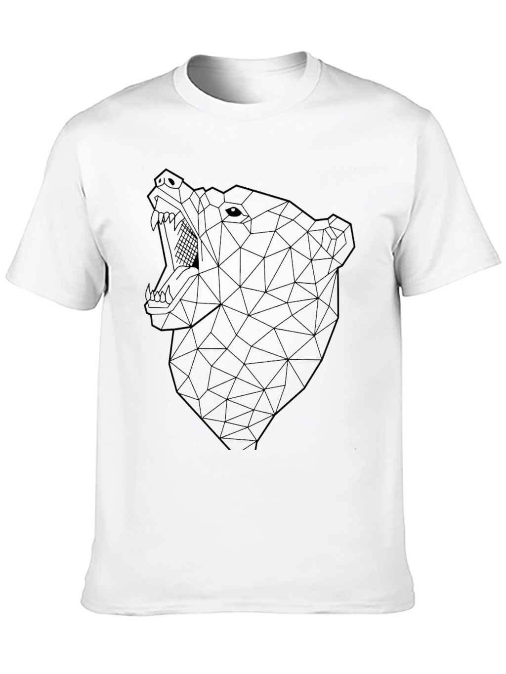 Geometric Bear Graphic Tee - Modern Mens Black T-Shirt