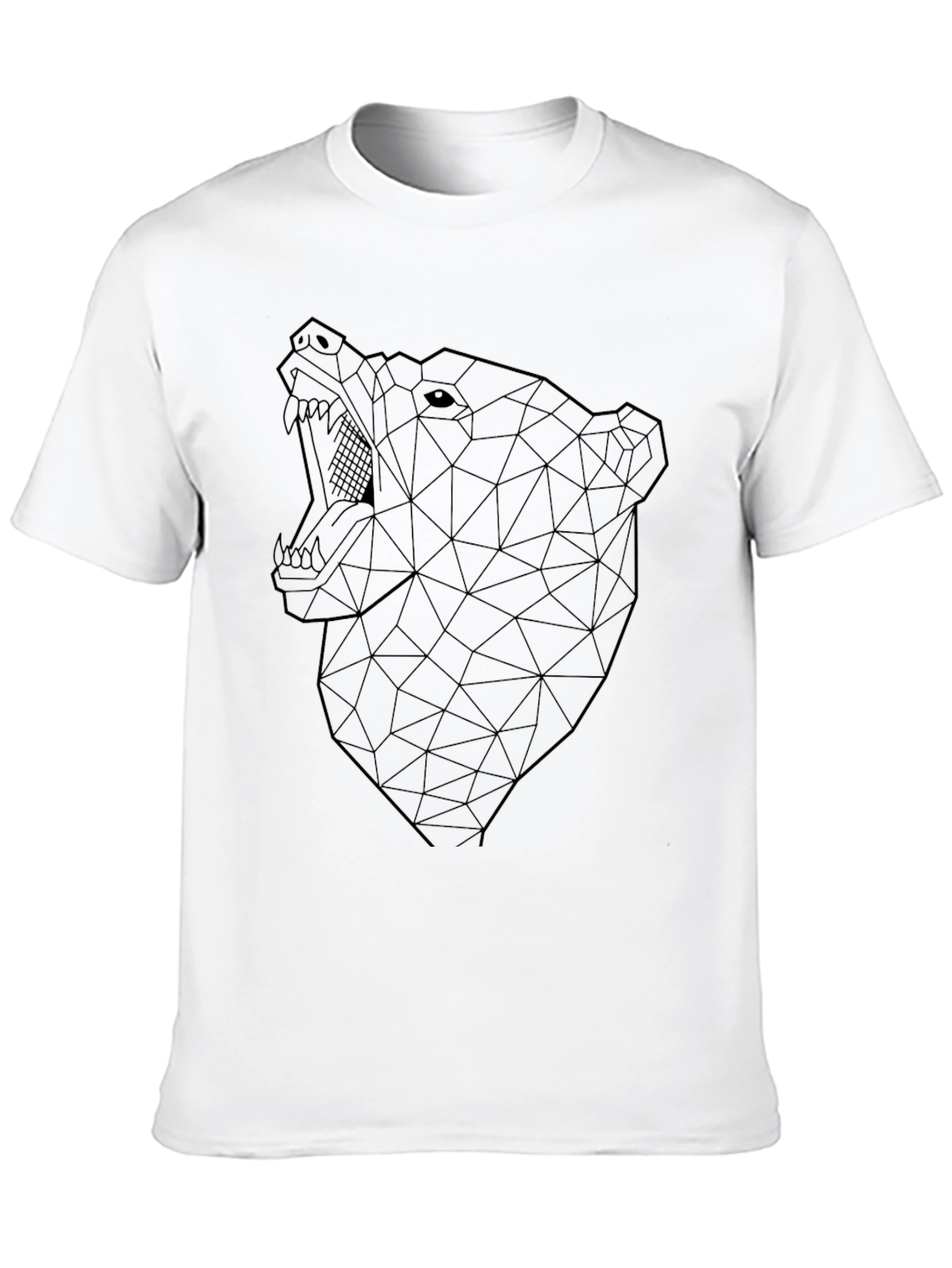 Geometric Bear Graphic Tee - Modern Mens Black T-Shirt