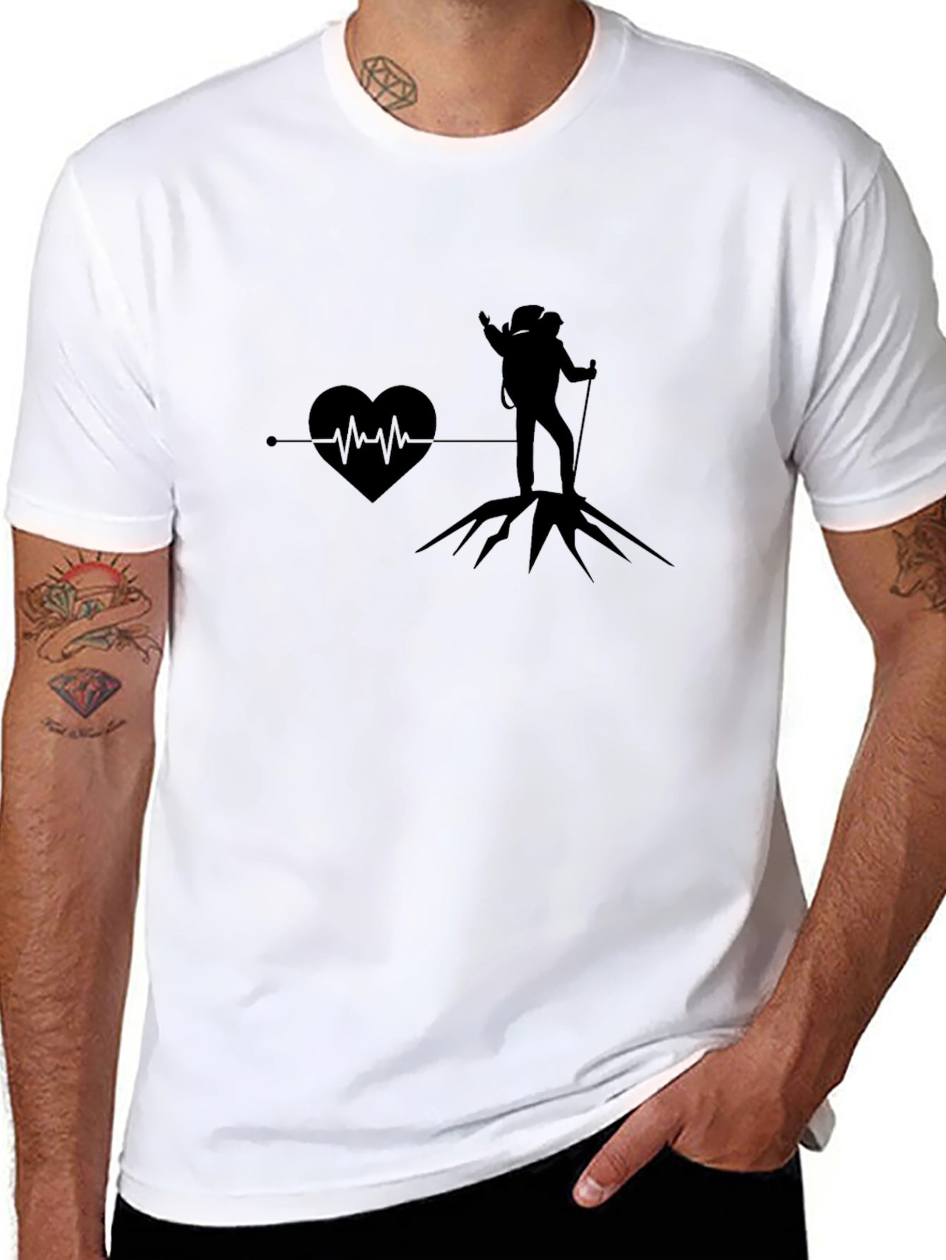 Hiking Heartbeat T-Shirt - Mountain Adventure