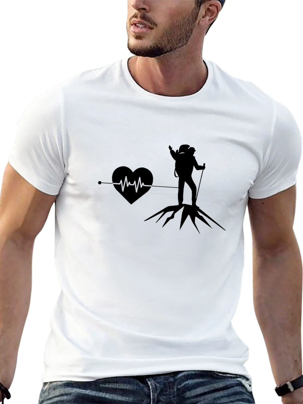 Hiking Heartbeat T-Shirt - Mountain Adventure