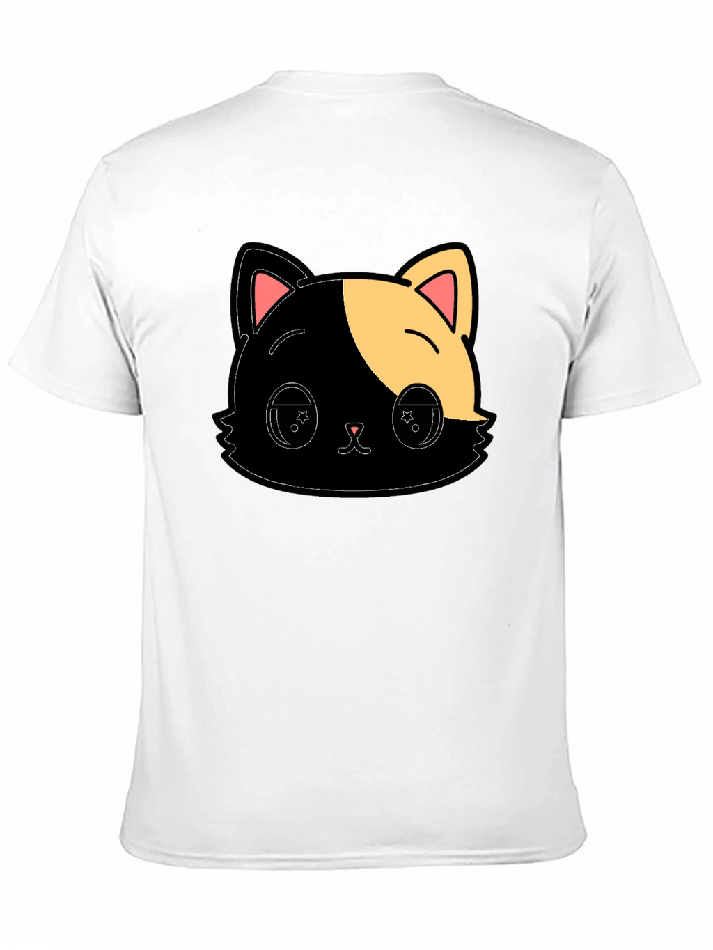 Cute Anime Cat Graphic Black T-Shirt