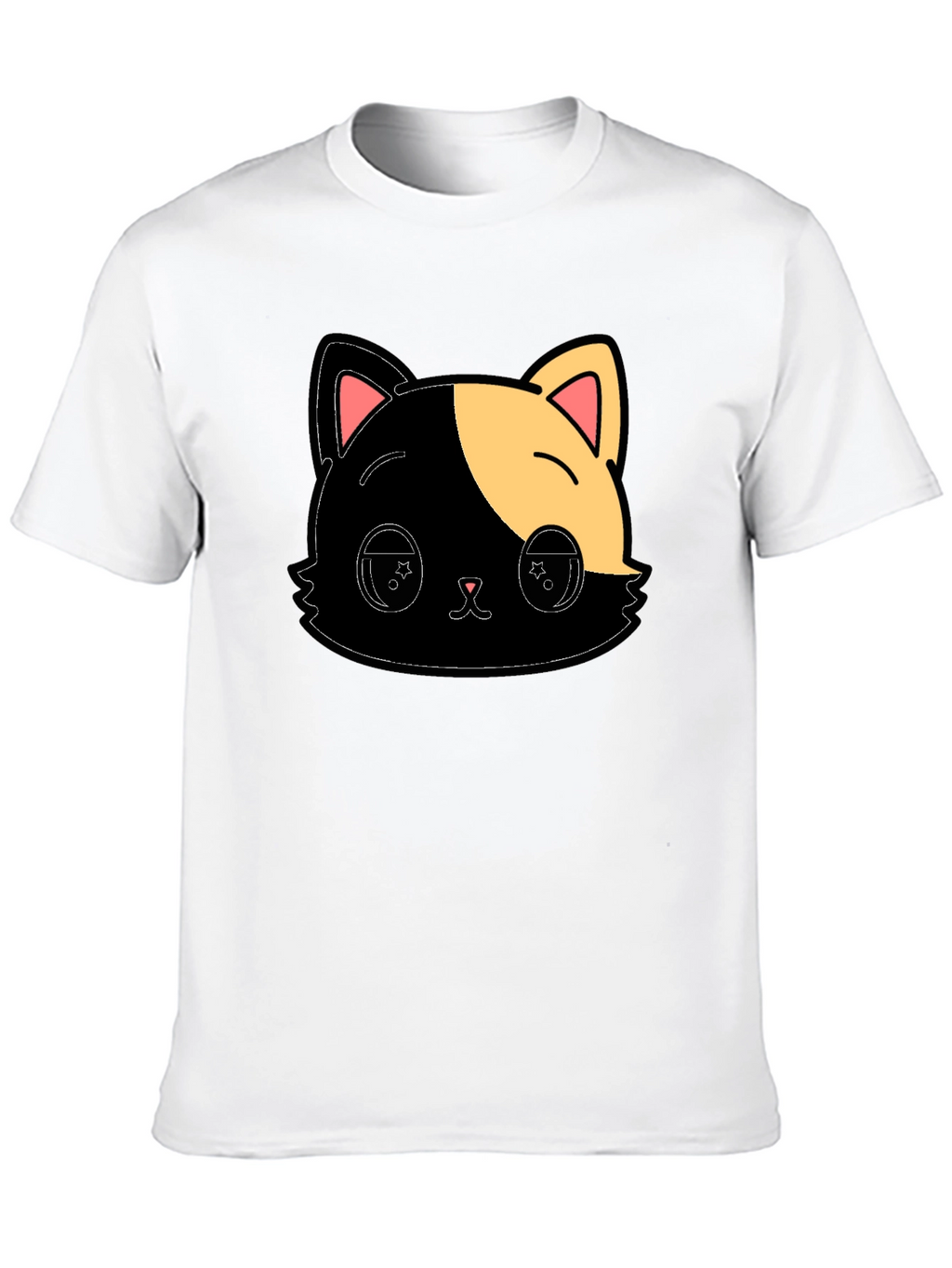 Cute Anime Cat Graphic Black T-Shirt