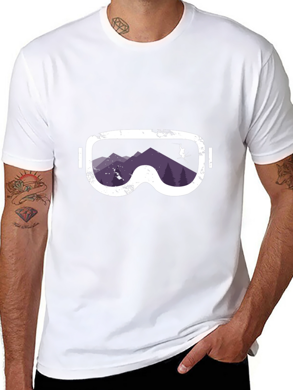 Ski Goggles Mountain Scene Graphic Tee