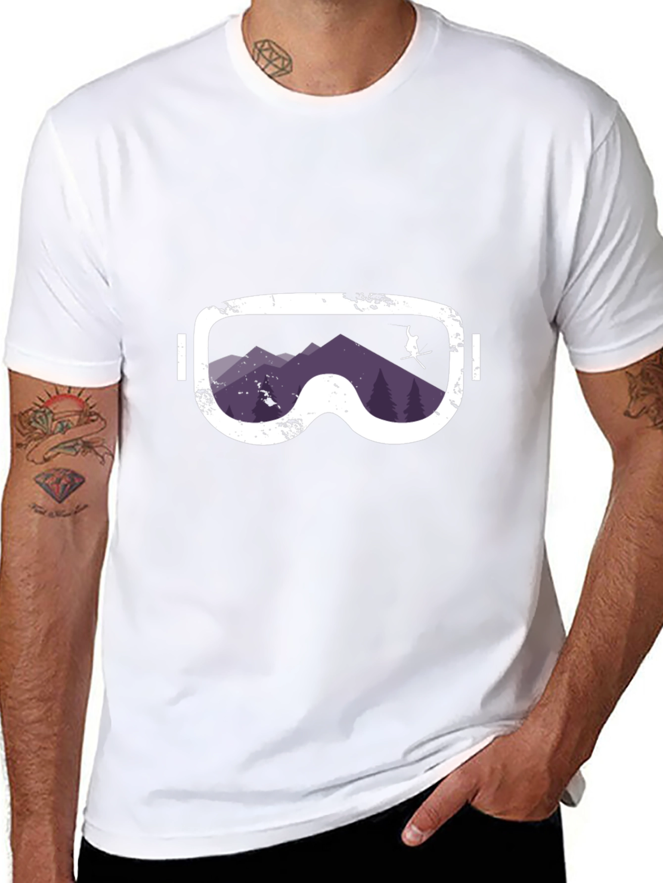 Ski Goggles Mountain Scene Graphic Tee